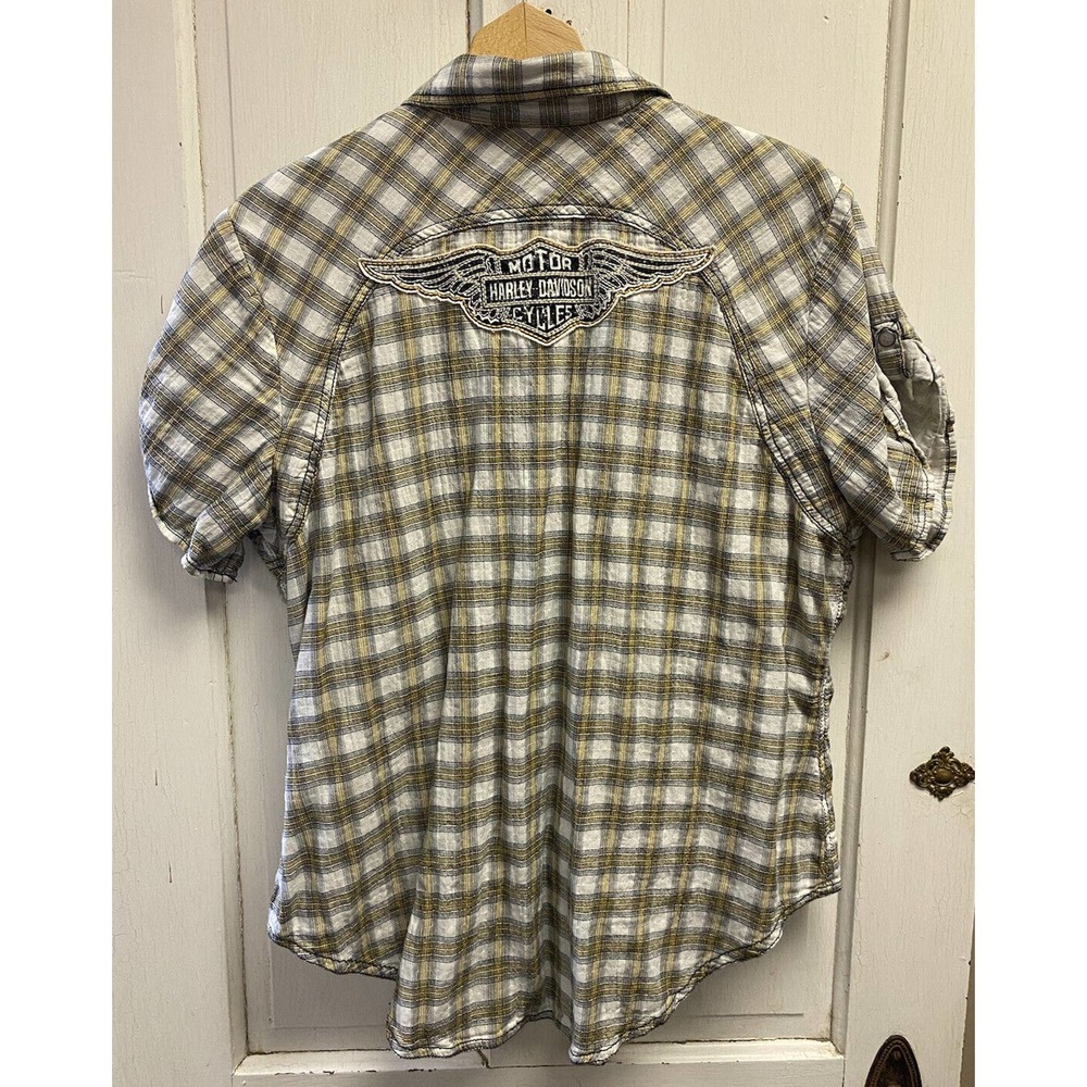 Harley Davidson Plaid Pearl Snap Button Up Short Sleeve Women’s 1X